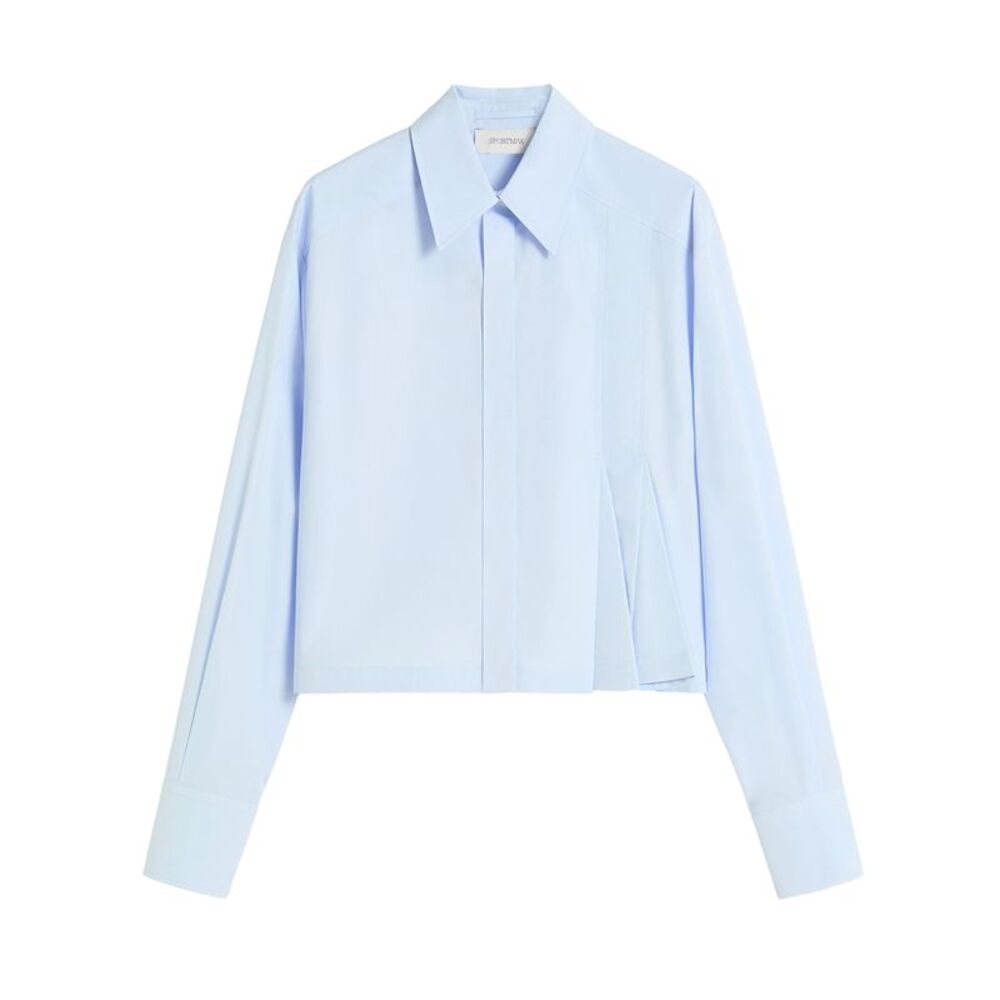 Sportmax Women Cropped Poplin Shirt With Asymmetrical Pleats
